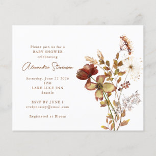 Budget Nature Flowers Baby Shower-inbjudan