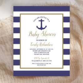 Budget Nautical Drive by Baby Shower-inbjudan