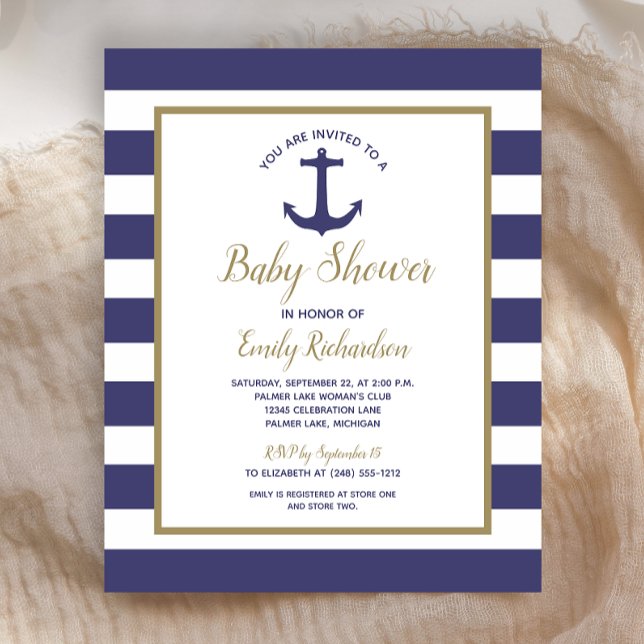 Budget Nautical Drive by Baby Shower-inbjudan (Skapare uppladdad)