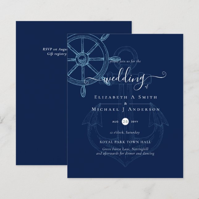 BUDGET Nautical Fraktass Wheel Bröllop (Fram/baksida)