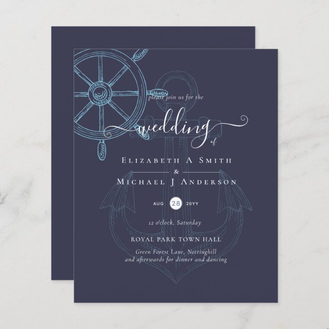 BUDGET Nautical Fraktass Wheel Bröllop (Fram/baksida)