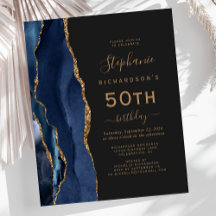 Budget Navy Blå Guld Agat Mörk 50-årsdag