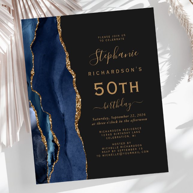 Budget Navy Blå Guld Agat Mörk 50-årsdag (Skapare uppladdad)