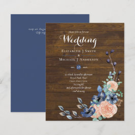 Budget Navy Blue and Coral Bröllop Woodland