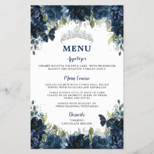 Budget Navy Blue Blommigt Sweet 16 Quinceañera Men Flygblad