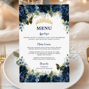 Budget Navy Blue Blommigt Sweet 16 Quinceañera Men Flygblad