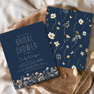 Budget Navy Blue Boho Wildblomma Möhippa Flygblad