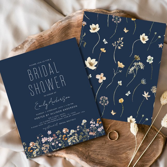 Budget Navy Blue Boho Wildblomma Möhippa Flygblad (Skapare uppladdad)