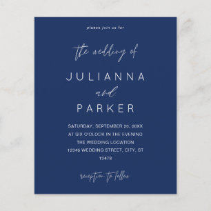 Budget Navy Blue MOD Calligraphy Bröllop Flygblad