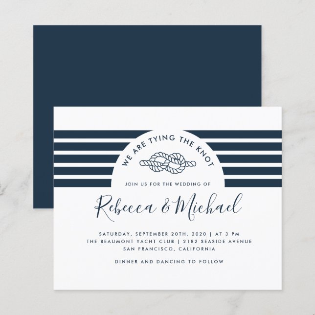 Budget Navy Blue Nautical Gifter sig Bröllop (Fram/baksida)