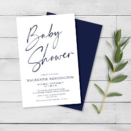 Budget Navy Blue Simple Script Baby Shower FLYER