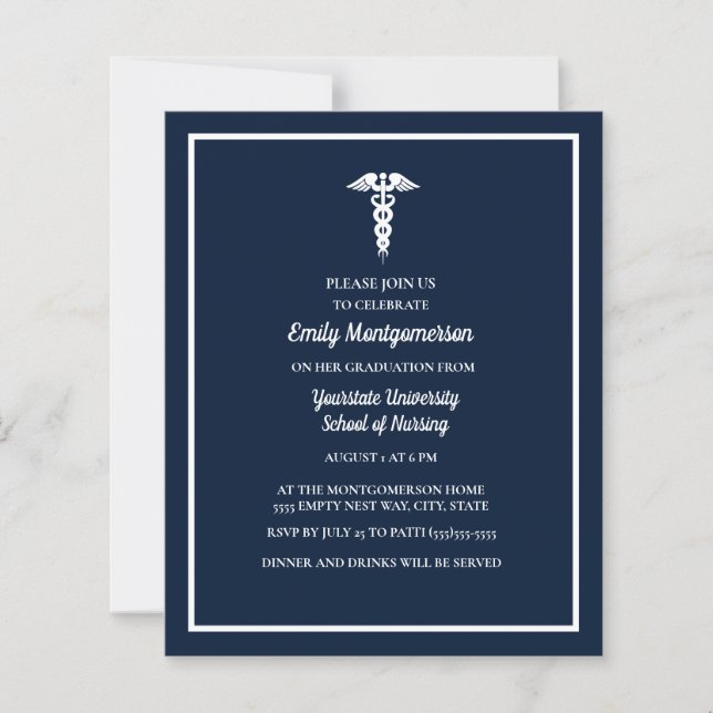 BUDGET Navy Blue White Nursing School Studenten (Framsida)
