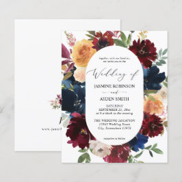 Budget Navy, Burgundy Rosa & Peach Blommigt2 Bröll