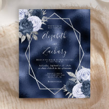 Budget Navy Dammtor Blue Silver Blommig Bröllop
