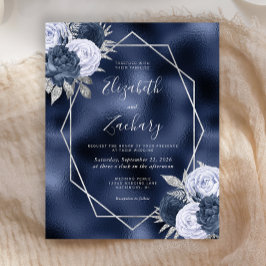 Budget Navy Dammtor Blue Silver Blommig Bröllop