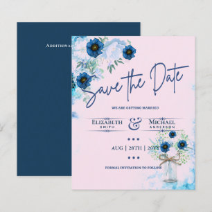 Budget Navy Dusty Blue Blommigt Rustic Bröllop
