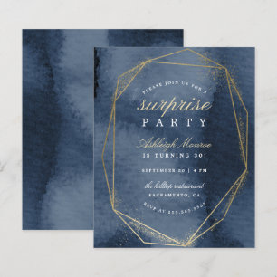 Budget Navy & Guld Geometric Ram Surprise Party