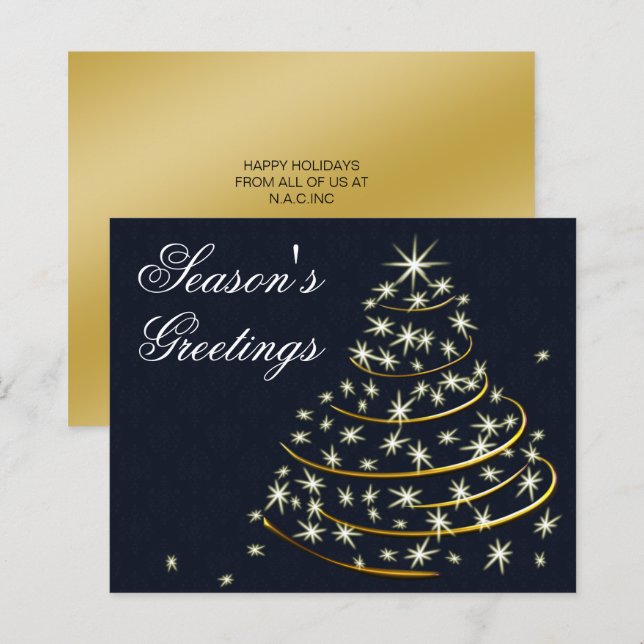 Budget Navy Guld Julgran Holiday Card (Fram/baksida)