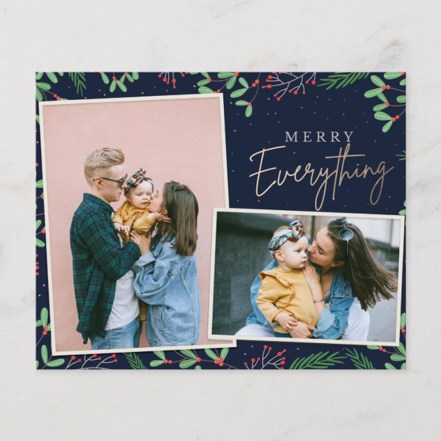 Budget Navy Merry All Photo Helgdag Card (Framsida)