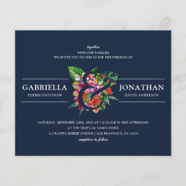 Budget Navy Modern Tropical Bouquet Bröllop