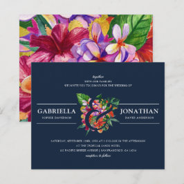 Budget Navy Modern Tropical Bouquet Bröllop