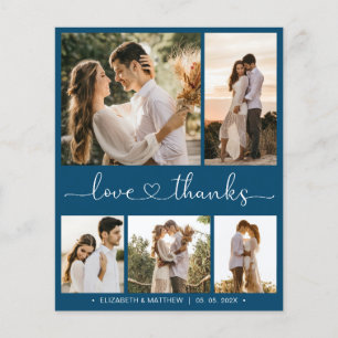 Budget Navy Photo Collage Bröllop Tack Flyer
