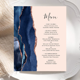 Budget Navy Rose Guld Agat Rosa Bröllopsmeny