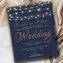 Budget Navy String Ljus OSA Wedding bjudande
