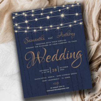 Budget Navy String Ljus OSA Wedding bjudande