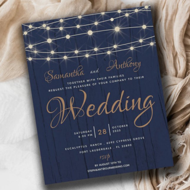Budget Navy String Ljus OSA Wedding bjudande (Skapare uppladdad)