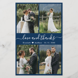Budget Navy White Collage Bröllop Tack Flyer