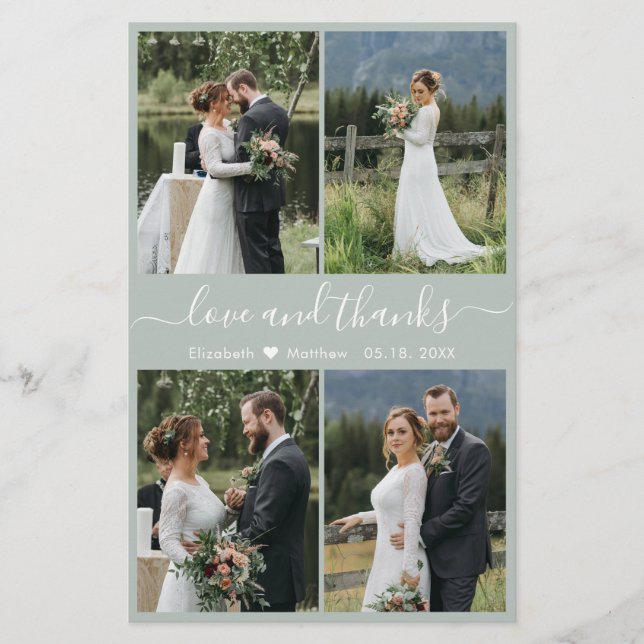 Budget Navy White Collage Bröllop Tack Flyer (Framsidan)