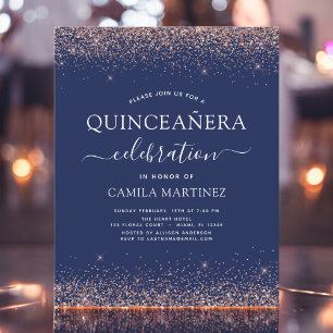 Budget Navyblå Quinceanera Roséguld Rosa