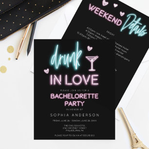 Budget Neon Bachelorette Helg inbjudan