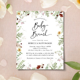 Budget Neutralt Wildblommor Baby Brunch-inbjudan