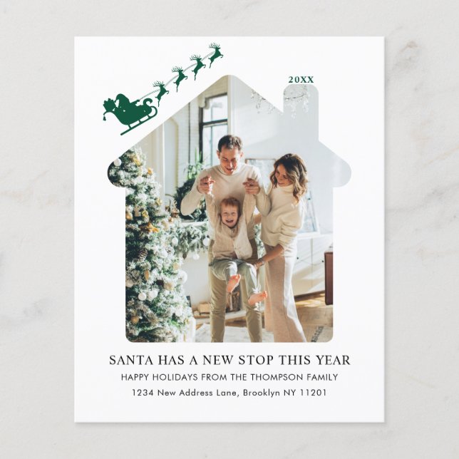 BUDGET New Home Photo Grönt Santa Sleigh Flytta (Framsida)