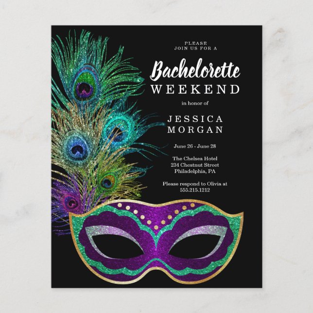 Budget New Orleans Mardi Gras Bachelorette Party Flygblad (Framsidan)