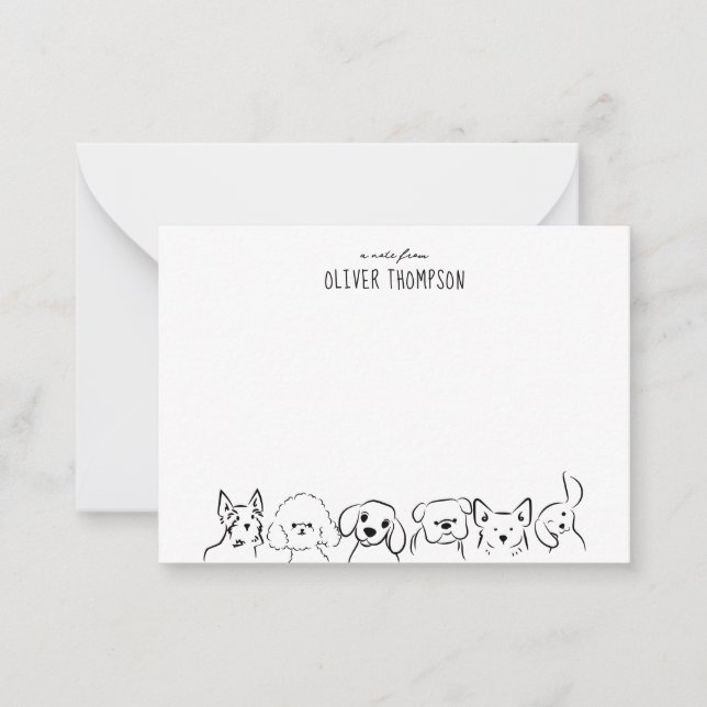 BUDGET Notis Från Söt Hund Djur Skiss Notkorth Anteckningskort (Framsida)