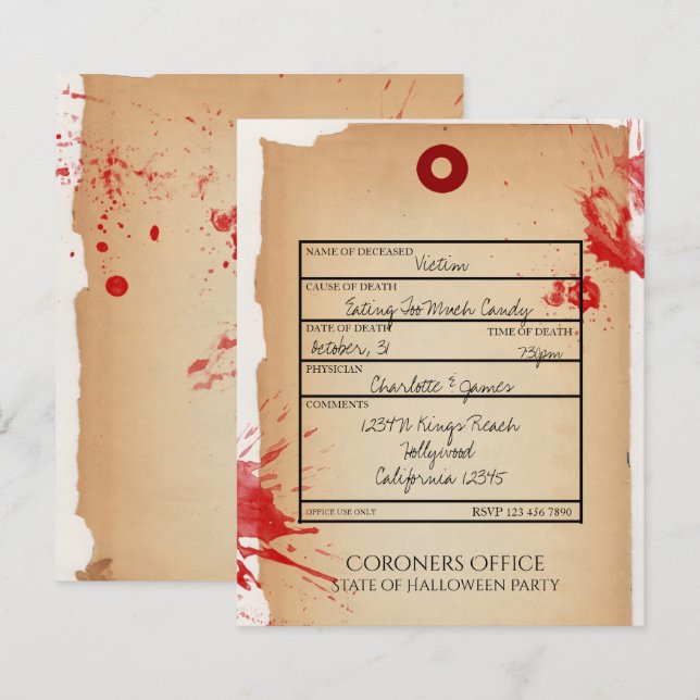 BUDGET Novelty Halloween Toe Märkre Coroners Offic (Fram/baksida)