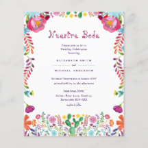 BUDGET Nuestra Boda Blommor Bröllopsinbjudan