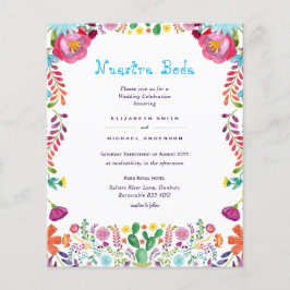 BUDGET Nuestra Boda Folk Flowers Bröllbjudan
