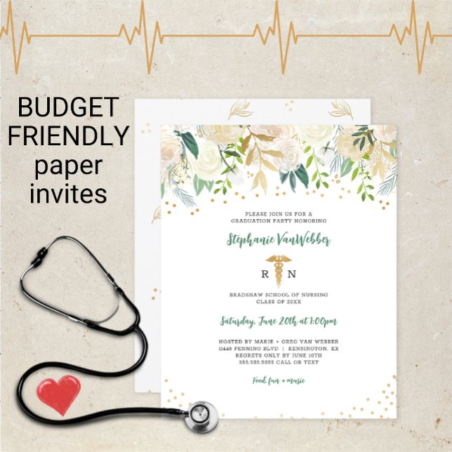 Budget Nurse Studenten White Guld Blommigt (Skapare uppladdad)