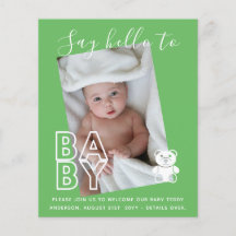 BUDGET Ny baby FOTO-kort - Moderna roliga pojke fl