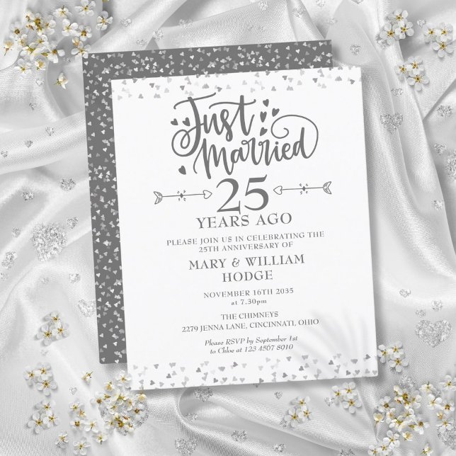 Budget Ny gifta 25-årsjubileum inbjudan (Budget Just Married 25th Anniversary Invitation)