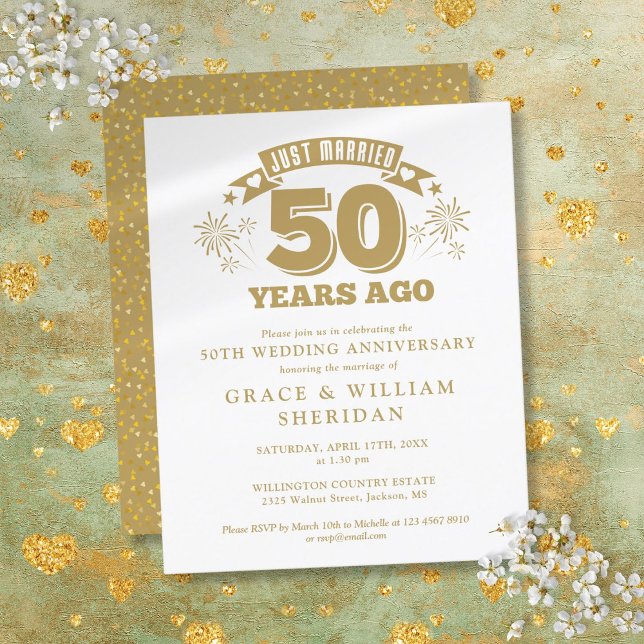 Budget Ny gifta 50-årsjubileum inbjudan (Budget Just Married 50th Anniversary Invitation)