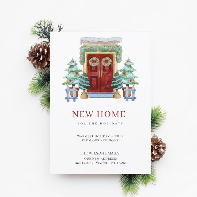 BUDGET Ny hem Juldörr Högtid Flyttkort (BUDGET New Home Christmas Door Holiday Moving Card)