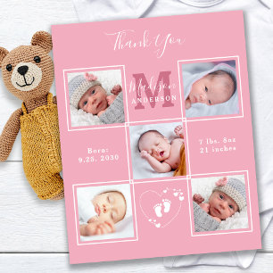 Budget Nyfödd bebis Tack Photo Birth-meddelande