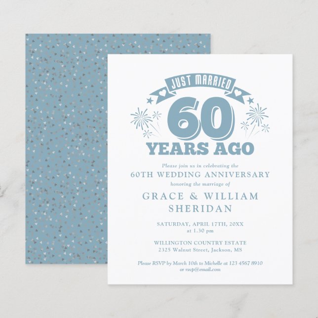 Budget Nyligen Gifta 60-årsjubileum Inbjudan (Fram/baksida)