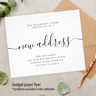 Budget nytt adress tillkännagivande av modern flyt flygblad