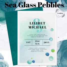 BUDGET Ocean Sea Glass Ombre Teal Blue Bröllop INV
